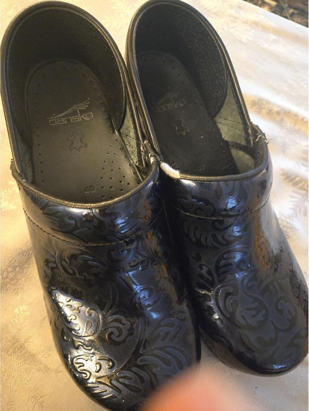 Dansko Professional Black Tooled Patent Leather Clogs Size EU 40 - Picture 6 of 6